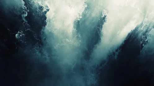 Dramatic Ocean Wave Abstract with Moody Dark Blue Tones.