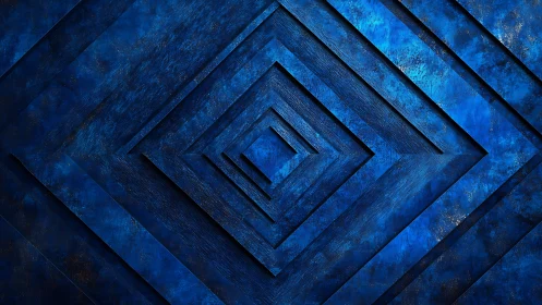 Layered blue diamond textures create a deep geometric vortex