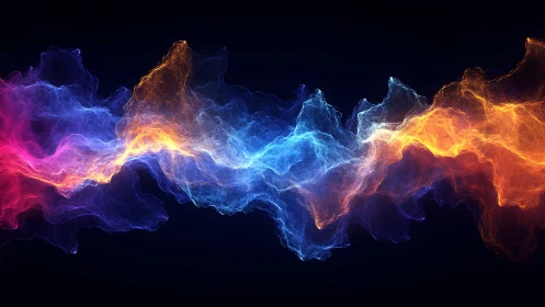 Neon energy waves collide in vibrant abstract spectrum.