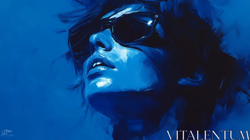 Electric cobalt daydreamer in glossy midnight shades.