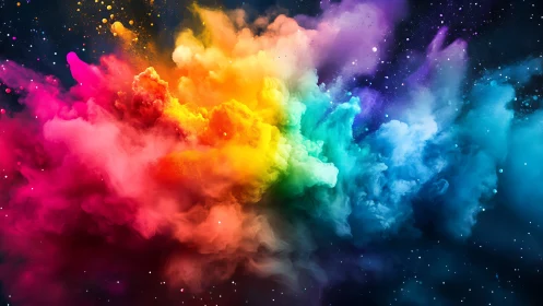 Vibrant nebula cloud bursts across deep cosmic background