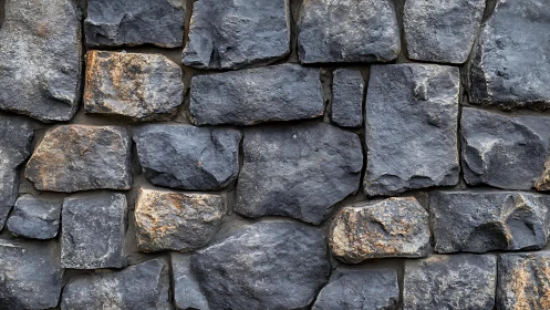 Rustic stone wall with rugged texture in natural daylight.