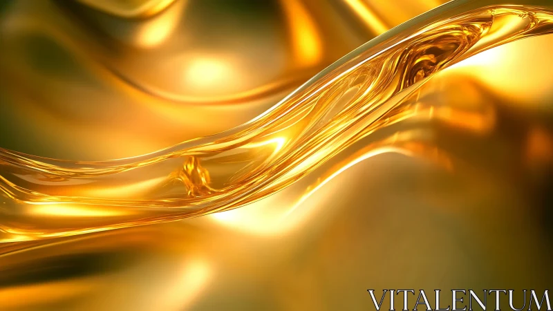 Liquid gold waves twist through luminous abstract field.