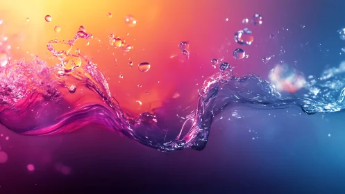 Colorful liquid splash against vivid gradient background.