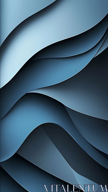Layered blue metallic waves form sleek abstract depth.