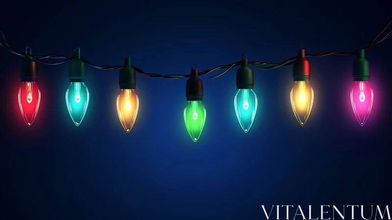 Digitally rendered multicolor holiday bulbs against deep blue