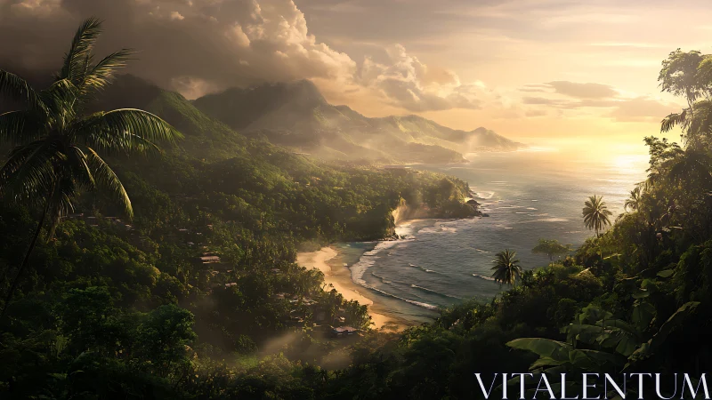 Tropical Paradise Awakens in Golden Light.