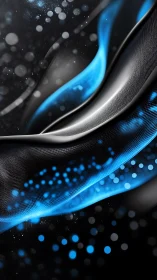 Blue luminescent waves over carbon-textured ribbons.