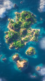 Tropical Island Archipelago Aerial Seascape.