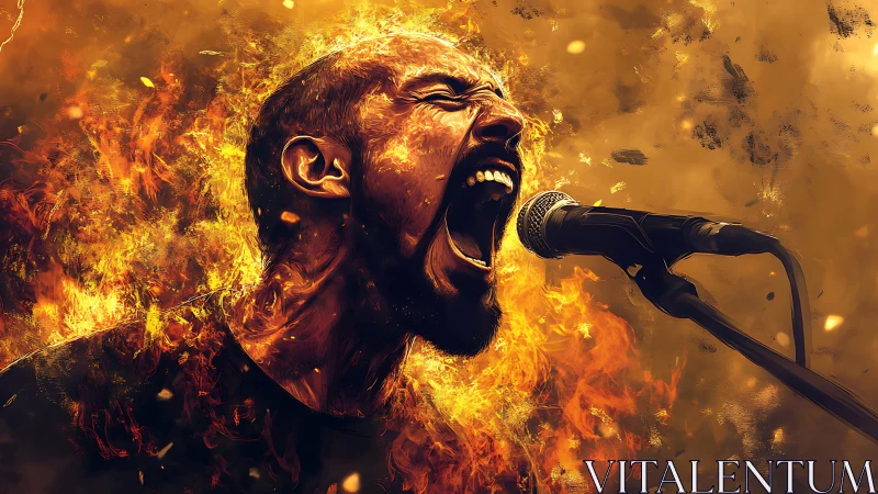 Firelit rock singer pouring raw emotion into the mic.