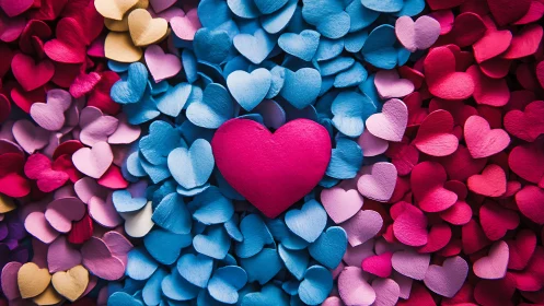 Vibrant Heart Among Colorful Hearts in Romantic Display