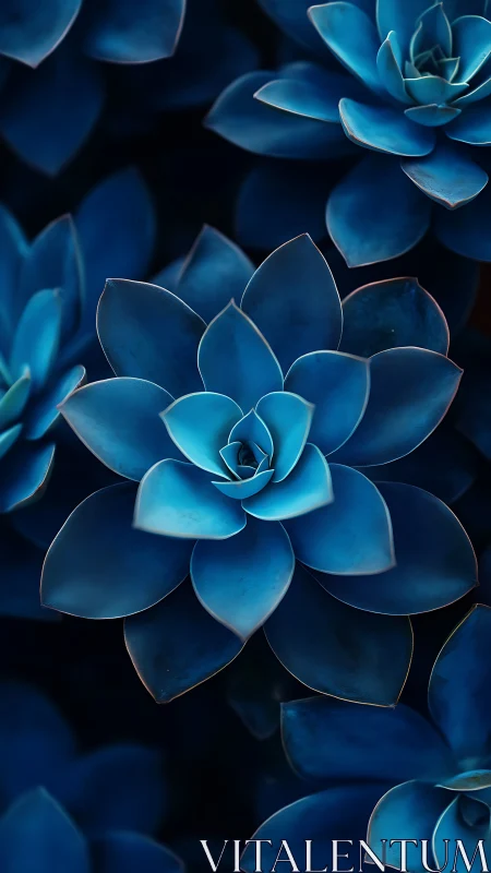 Blue Succulents in Geometric Arrangement.
