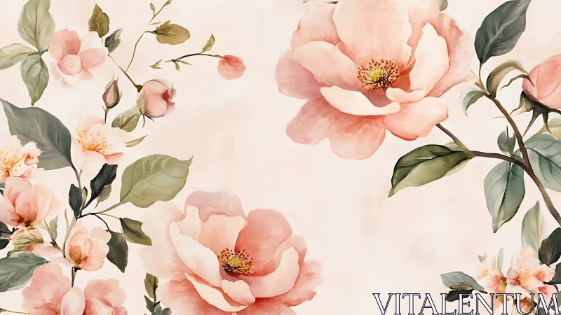 Whispered Peonies: A Watercolor Dream of Spring Blossoms.