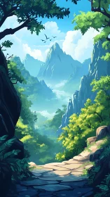 Mountain Valley Canyon with Layered Atmospheric Perspective.