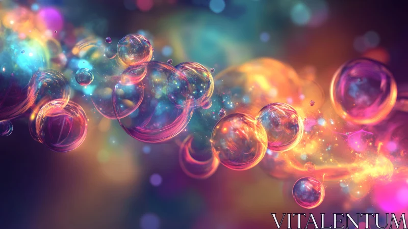 Vibrant floating soap bubbles in dreamy abstract digital art.