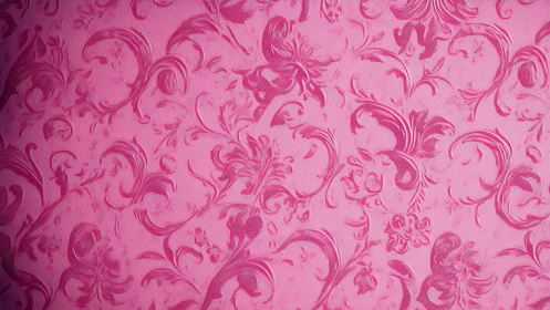 Graceful pink floral swirls create a charming textured backdrop