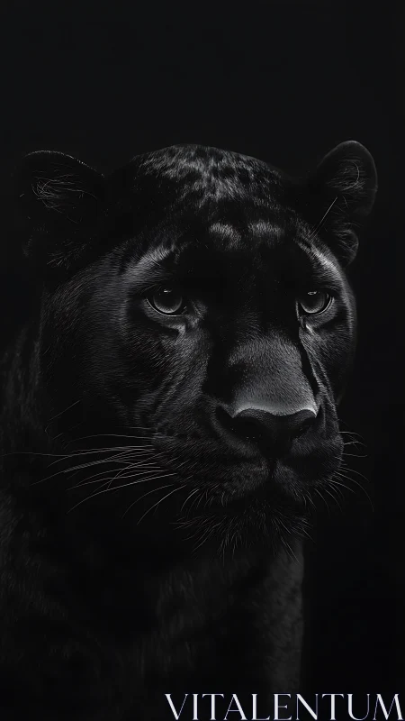 Black Panther Portrait: Intense Gaze Against Dark