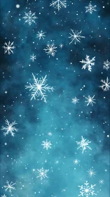 White snowflakes on blue gradient winter background pattern.