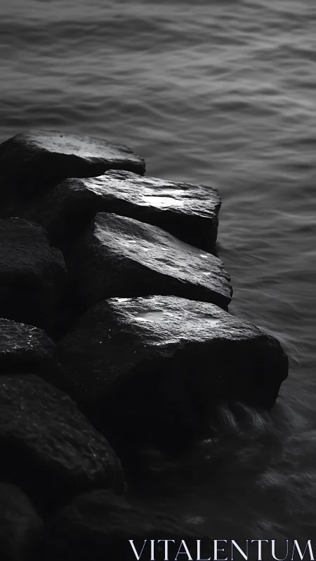 Midnight jetty stones whisper against restless silver water.