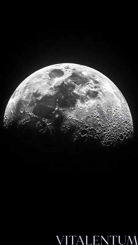 Lunar surface close-up with craters in partial illumination.