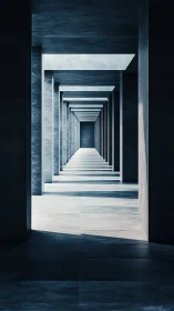 Endless light corridor teasing the horizon of vanishing points.