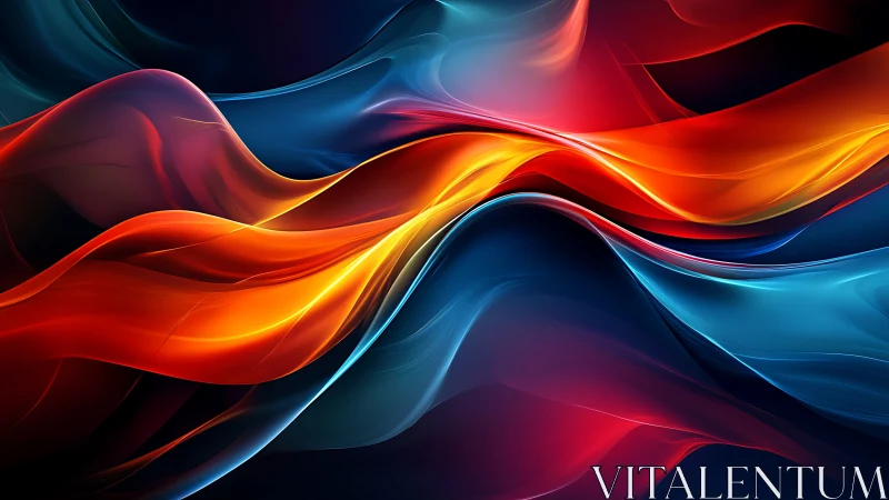 Luminous red and blue energy ribbons flow across dark space