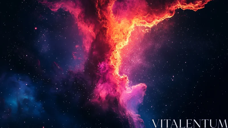 Bipolar nebula column rendered in high-contrast cosmic palette