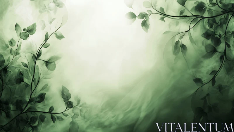 Whispered green tendrils drifting through a mistlit dreamscape.