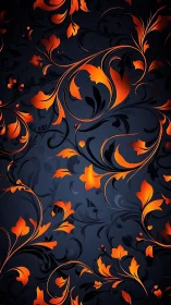 Ember-bright floral swirls igniting a midnight velvet sky.