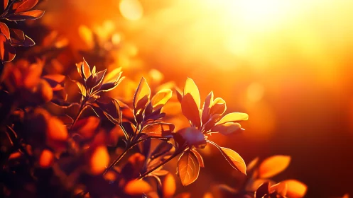 Backlit foliage forms sharp silhouettes against low sunlight