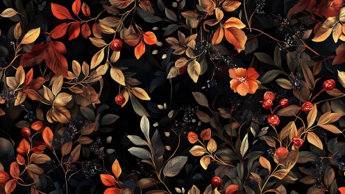 Glowing autumn florals weaving warmth through the dark.