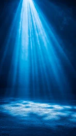 Vertical blue light beams illuminating textured surface.