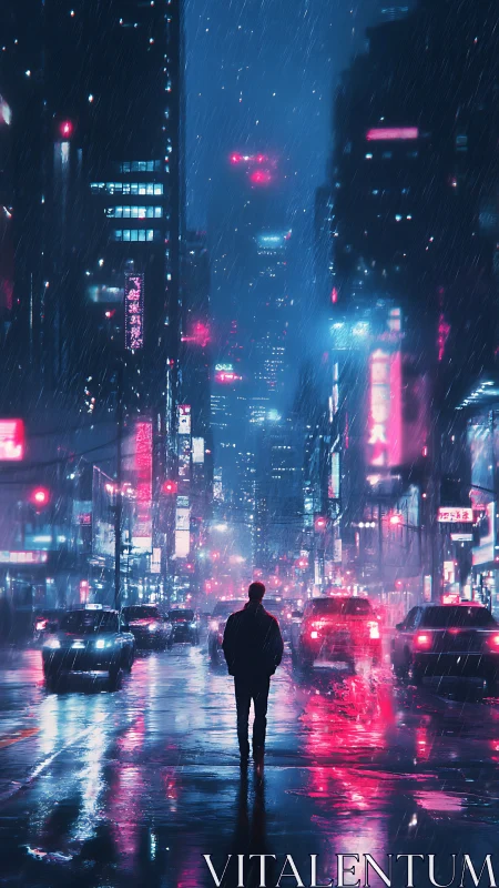 Neon rainwalk through a quiet midnight city glow.