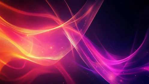 Vibrant flowing light waves in pink, orange, and purple.