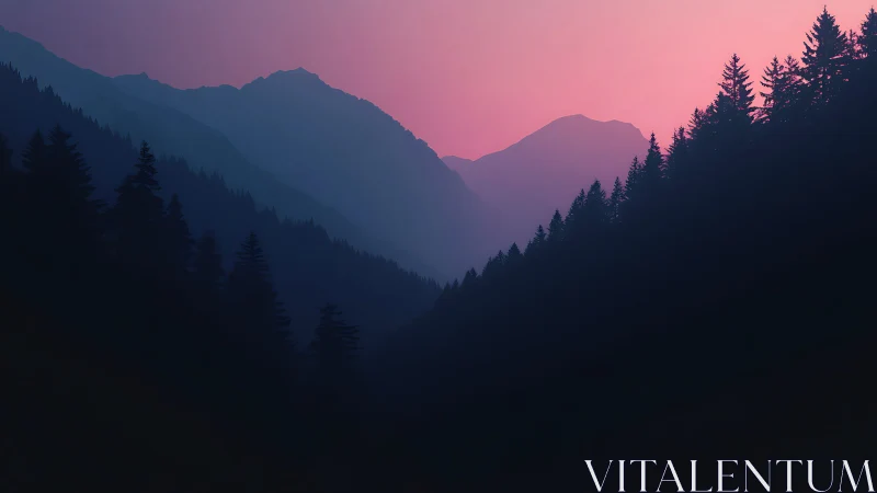 Mountain silhouettes sip dusk light from a violet sky