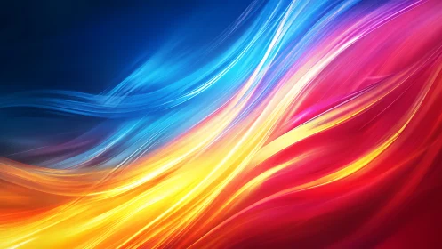 Flowing light streams transition across color spectrum gradient