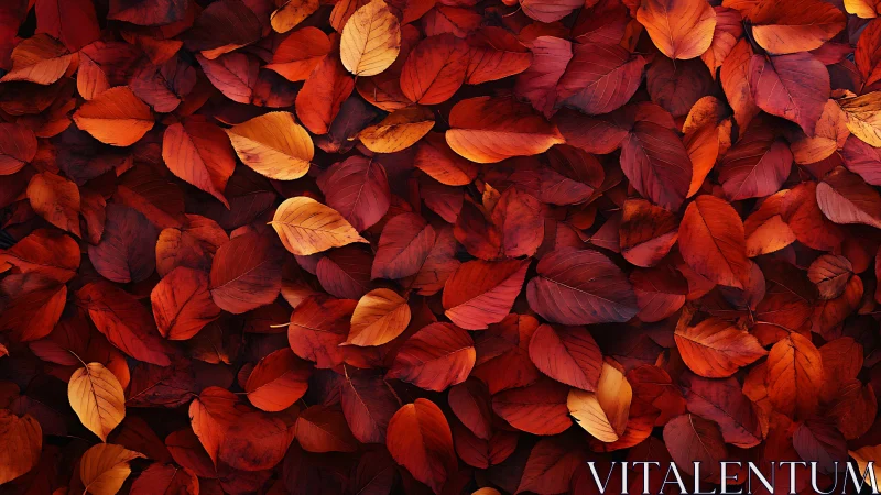 Crimson autumn leaves forming dense textured ground cover.