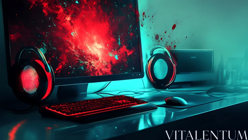 Neon-lit gaming workstation renders high-contrast cyberpunk glow