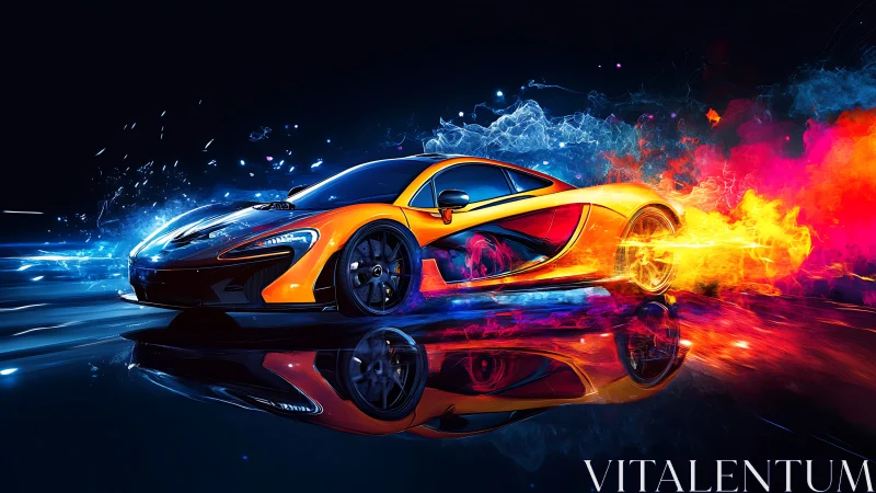 Turbo-lit comet car slices neon night with liquid fire