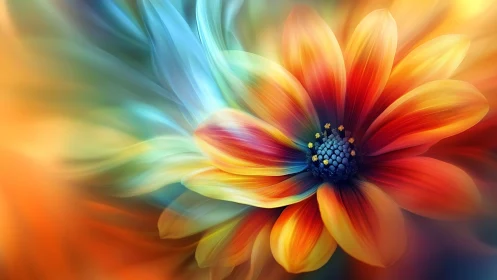 Vibrant Rainbow Flower with Dynamic Motion Blur