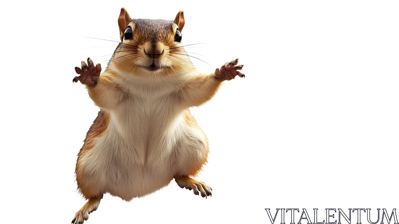 Hyperreal 3D chipmunk render with dynamic frontal pose.