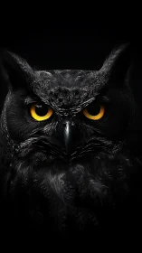 Midnight sentinel studies the dark with molten gold eyes