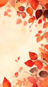 Autumn foliage illustration frames soft negative space vertically