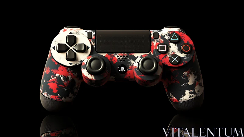 Custom camo DualShock 4 controller with red black white finish