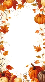 Autumn pumpkins frame surrounds clean white centerpiece.
