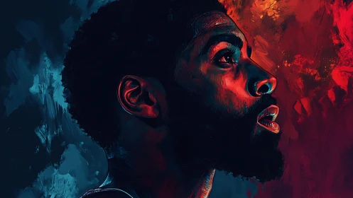 Portrait in fire and midnight, where hope meets the rim.