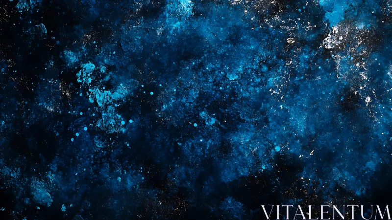 Deep cyan nebula field with luminous particulate star dust