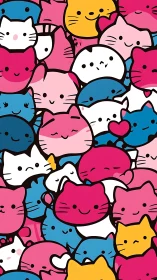 Colorful Cute Cats Pattern Stacked Together