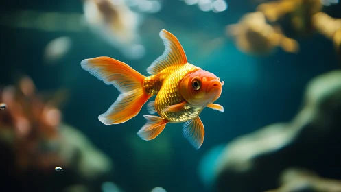 High-clarity goldfish portrait with sharp bokeh and directional light