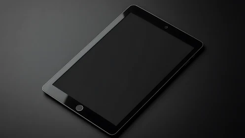 Sleek Tablet Device Resting at Artistic Angle Against Dim Background.